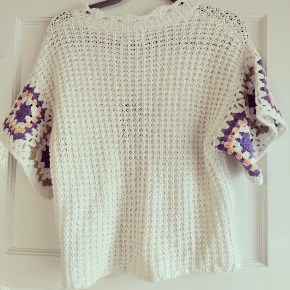 Universal Thread White Crochet Granny Square Sweater - Picture 5 of 6